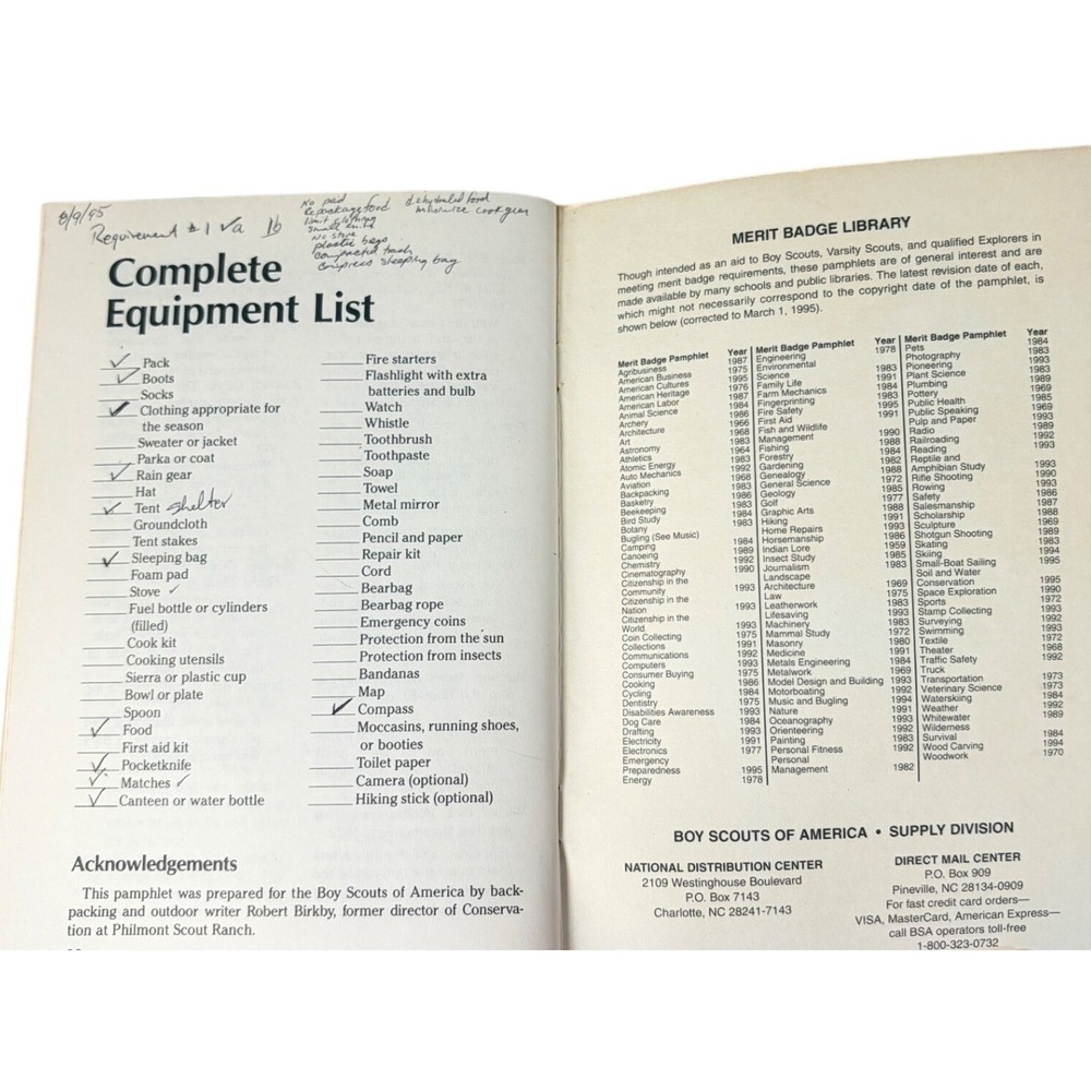 Boy Scouts of America Backpacking Merit Badge Series Pamphlet 1995 Printing 1983 - Picture 5 of 9